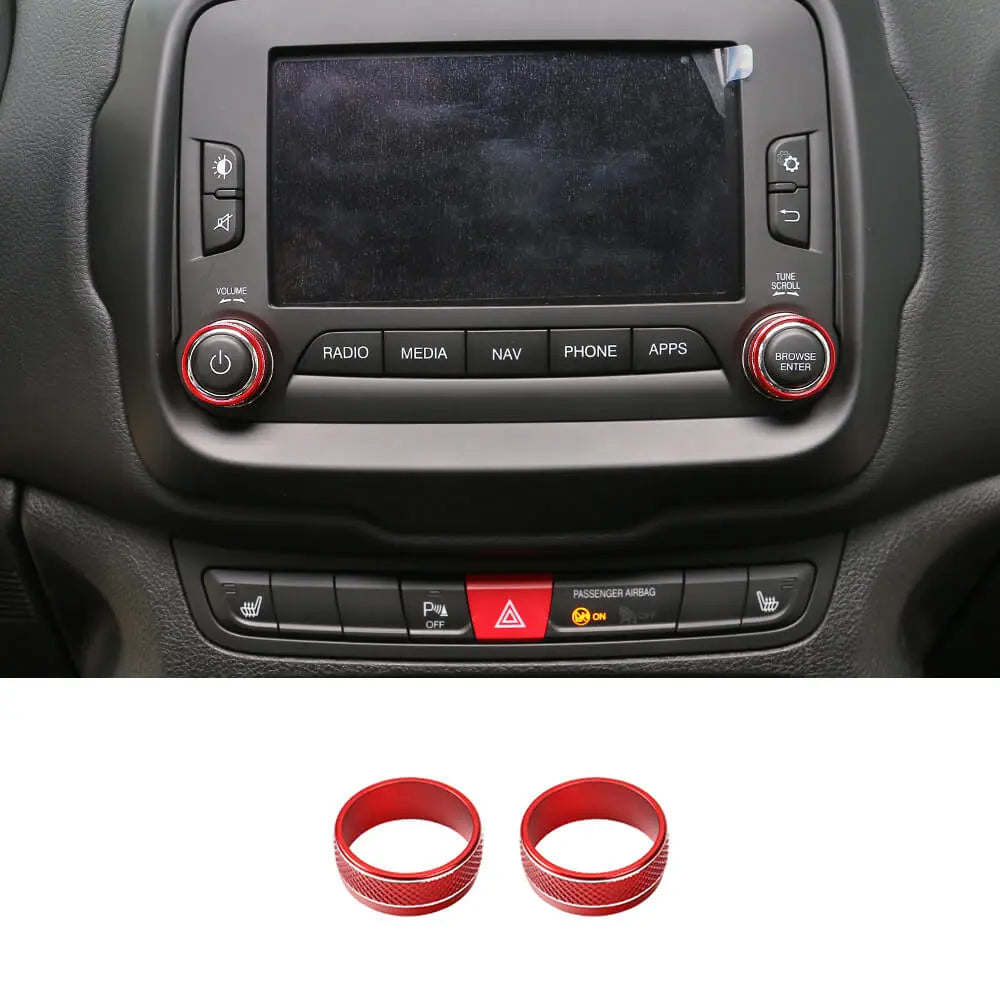 For 2015-2017 Jeep Renegade CD Switch Button Knob Cover Ring Trim