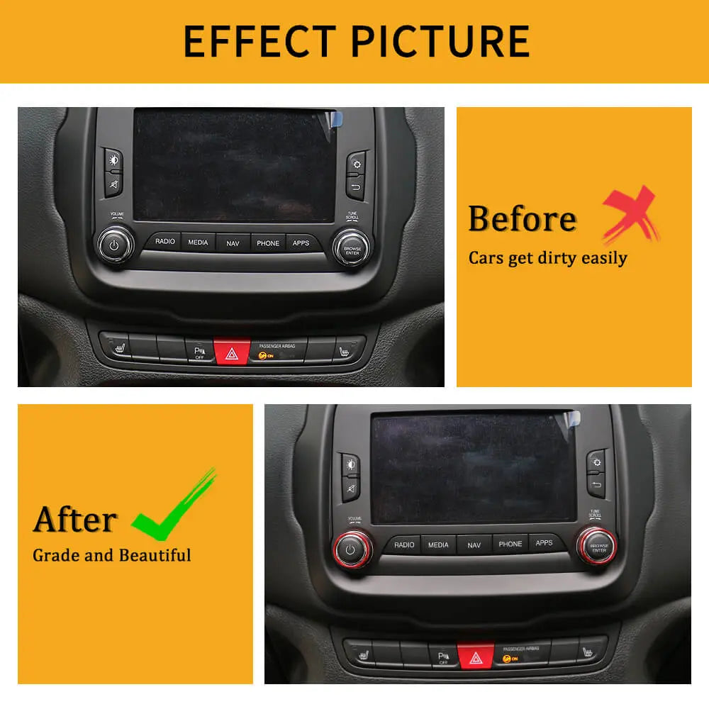 For 2015-2017 Jeep Renegade CD Switch Button Knob Cover Ring Trim