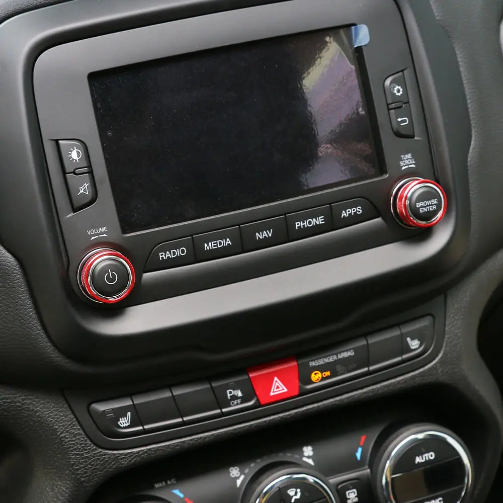 For 2015-2017 Jeep Renegade CD Switch Button Knob Cover Ring Trim