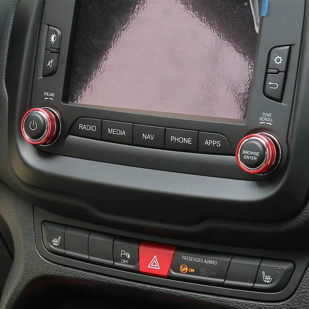 For 2015-2017 Jeep Renegade CD Switch Button Knob Cover Ring Trim