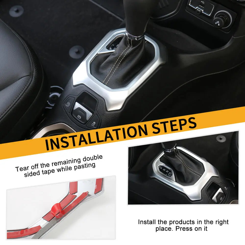 For 2015-2017 Jeep Renegade Central Gear Shift Panel Trim Cover Decor Frame