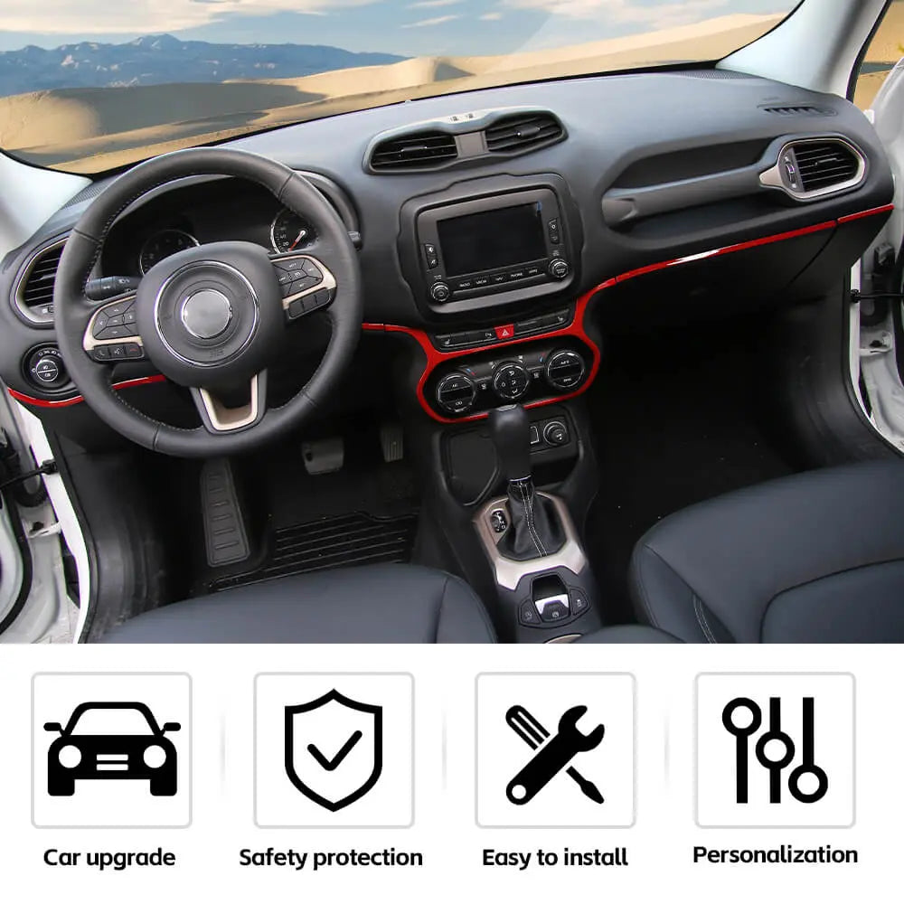 For 2015-2017 Jeep Renegade Dashboard Strip Trim Center Control Decor Cover