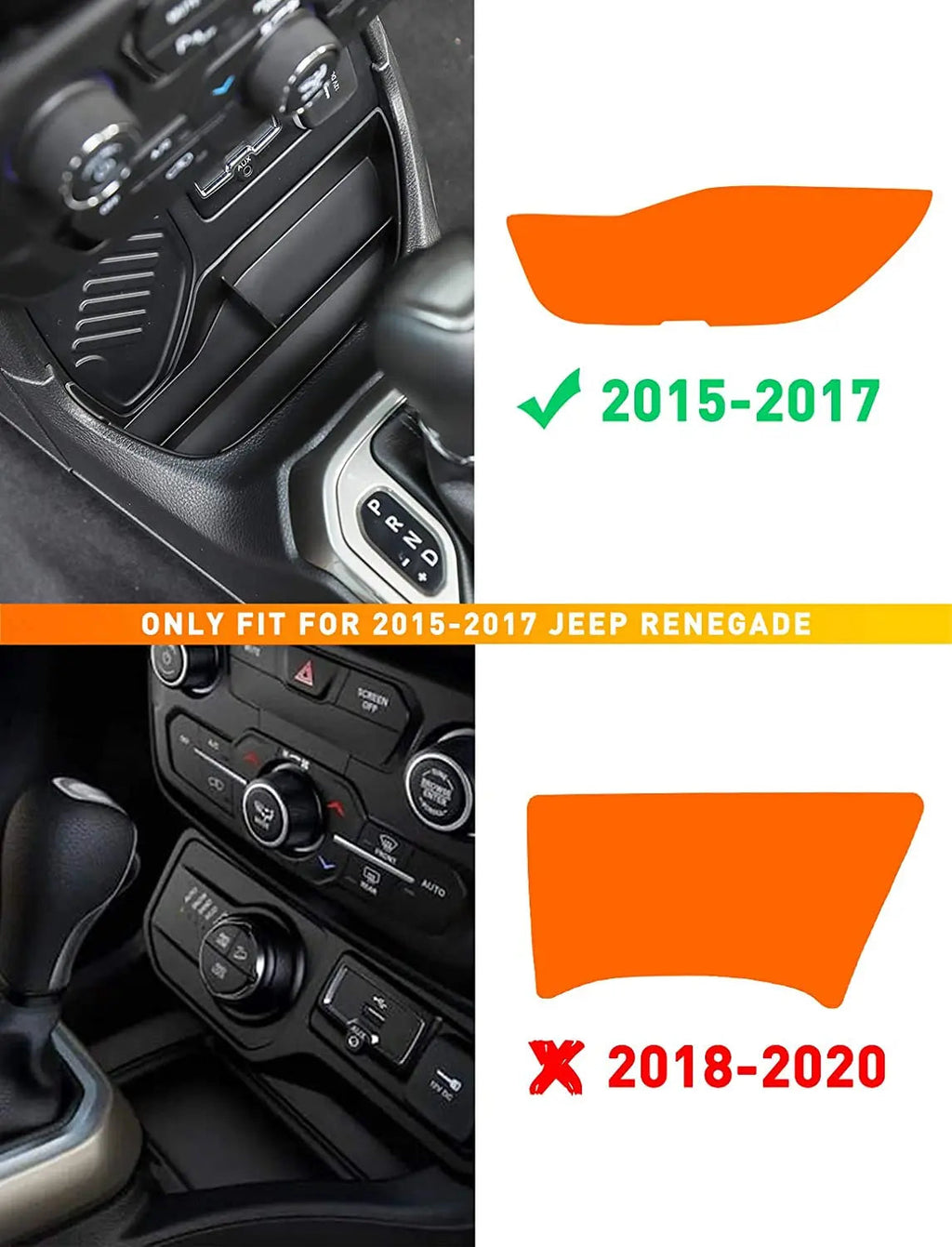 For 2019+ Jeep Renegade Center Console Organizers Gear Shift Front Storage Tray