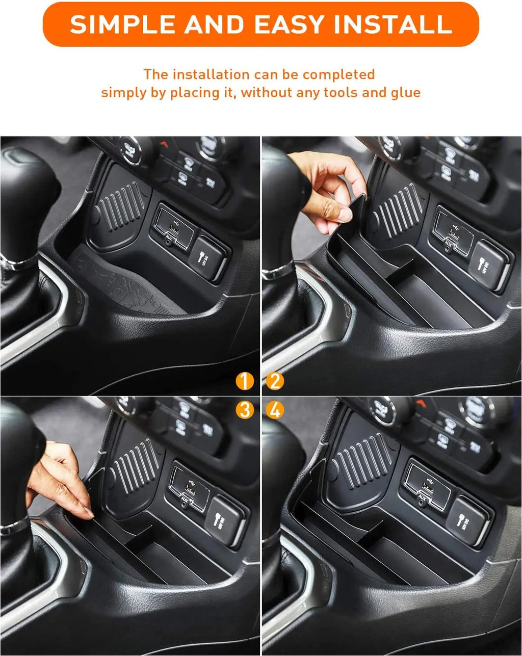 For 2019+ Jeep Renegade Center Console Organizers Gear Shift Front Storage Tray