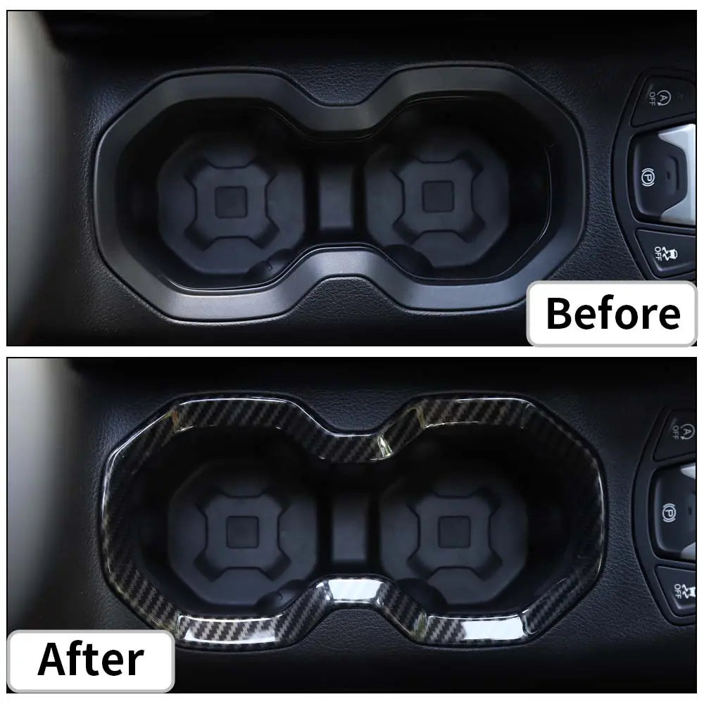 For 2015-2017 Jeep Renegade Interior Front Water Cup Holder Trim Cover Decor Ring