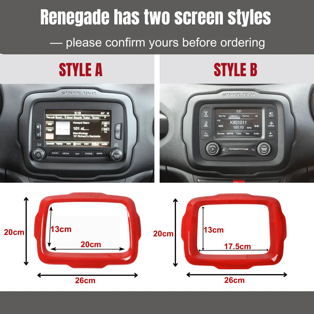 For 2015-2017 Jeep Renegade Navigation Screen Trim Frame GPS Bezel Cover