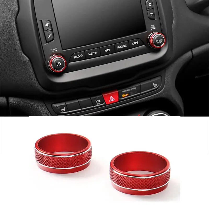 For 2015-2018 Jeep Renegade Audio Switch Knob Ring Cover Trim Frame（Fits 3.5-inch Monochrome Mini Display）