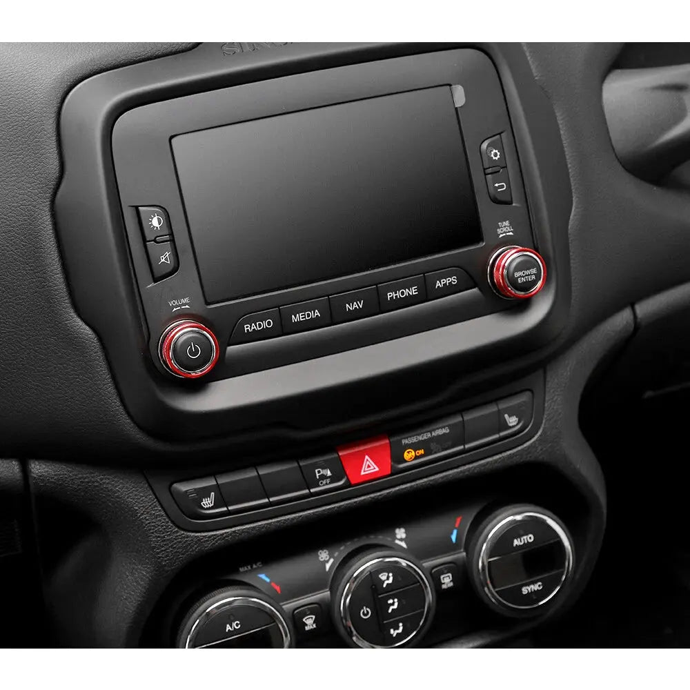 For 2015-2018 Jeep Renegade Audio Switch Knob Ring Cover Trim Frame（Fits 3.5-inch Monochrome Mini Display）