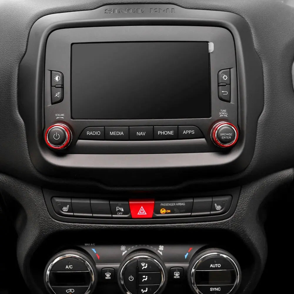 For 2015-2018 Jeep Renegade Audio Switch Knob Ring Cover Trim Frame（Fits 3.5-inch Monochrome Mini Display）