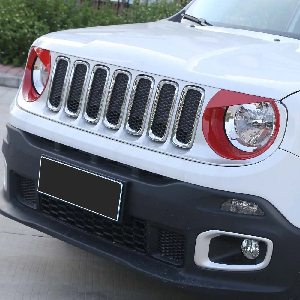 For 2015-2018 Jeep Renegade Front Headlight Angry Eyes Bezels Trim