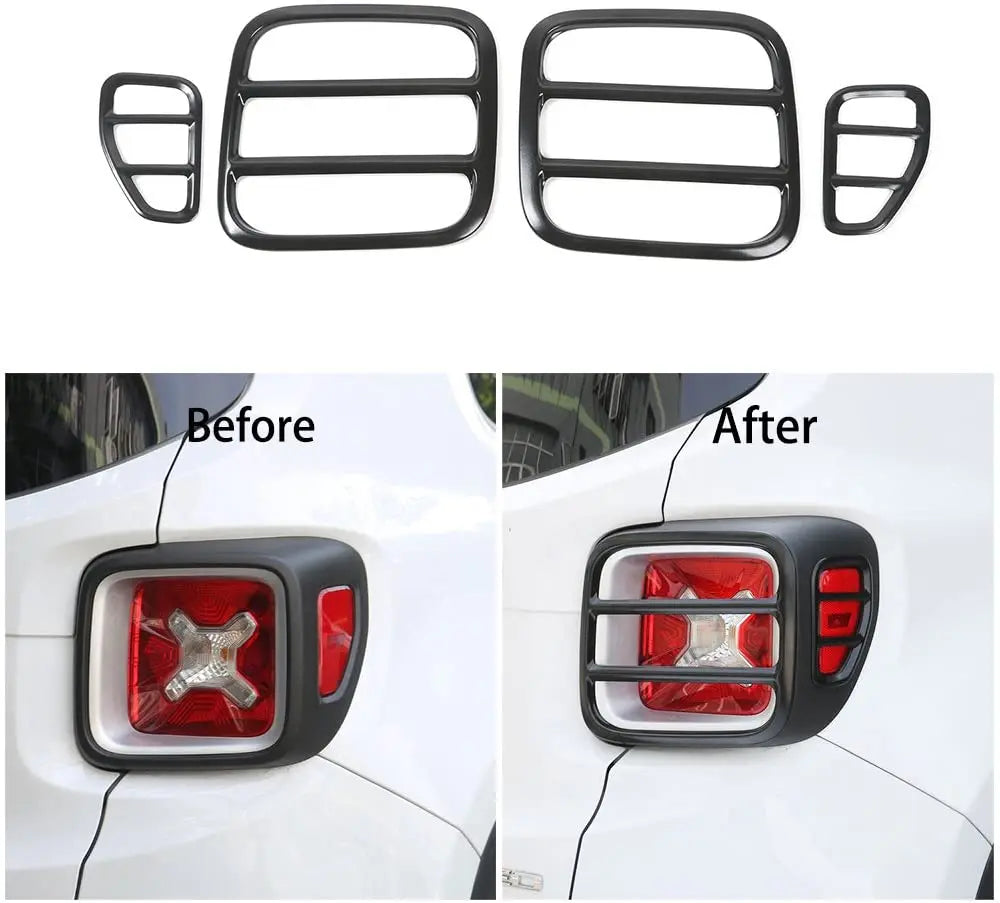 For 2015+ Jeep Renegade Strong Iron Tail Light Rear Taillight Guard (Black)