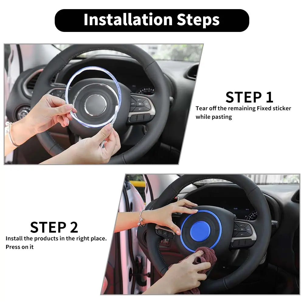 For 2015+ Jeep Renegade/2017-2021 Compass Steering Wheel Center Cover Trim Accessories