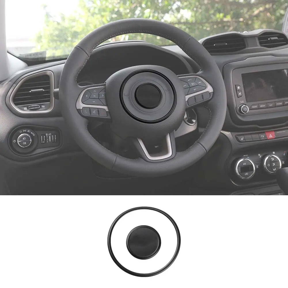 For 2015+ Jeep Renegade/2017-2021 Compass Steering Wheel Center Cover Trim Accessories