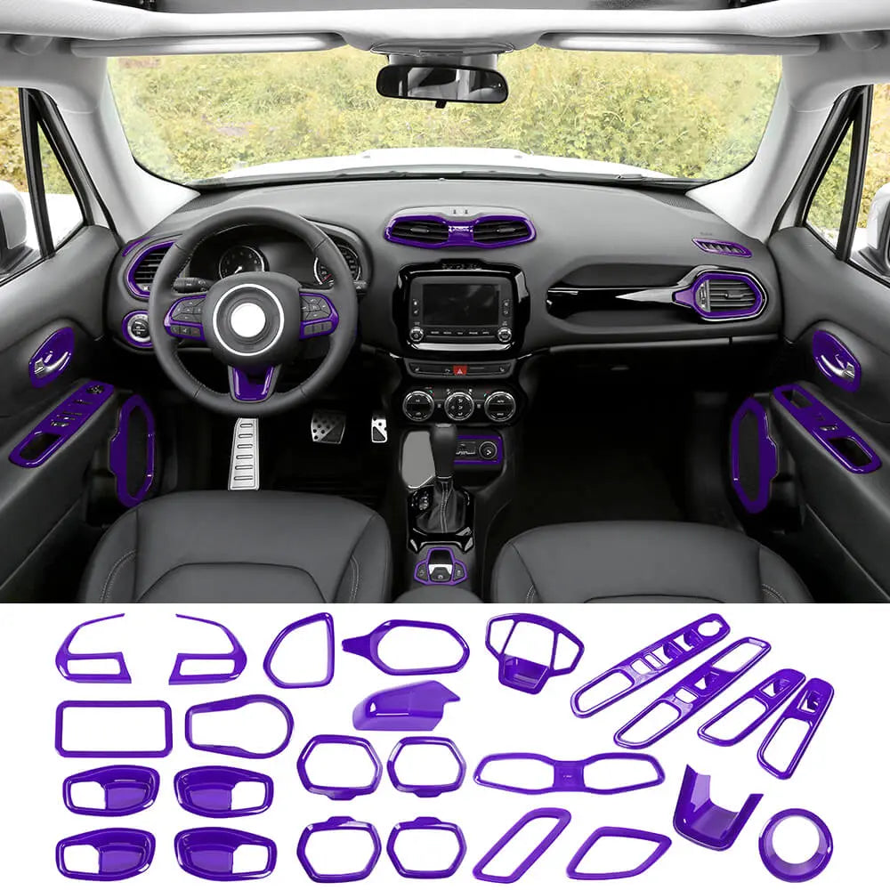For 2015+ Jeep Renegade 29 x Inner Center Console Door Decor Cover Trim Kit