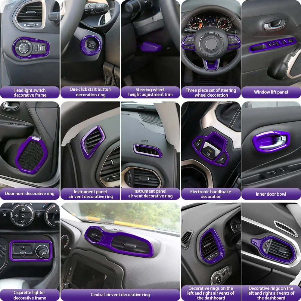 For 2015+ Jeep Renegade 29 x Inner Center Console Door Decor Cover Trim Kit