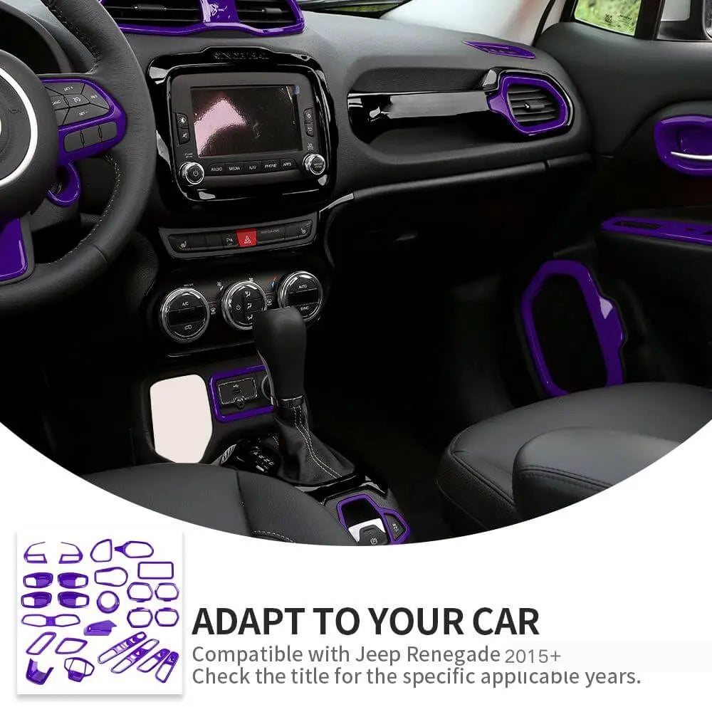 For 2015+ Jeep Renegade 29 x Inner Center Console Door Decor Cover Trim Kit