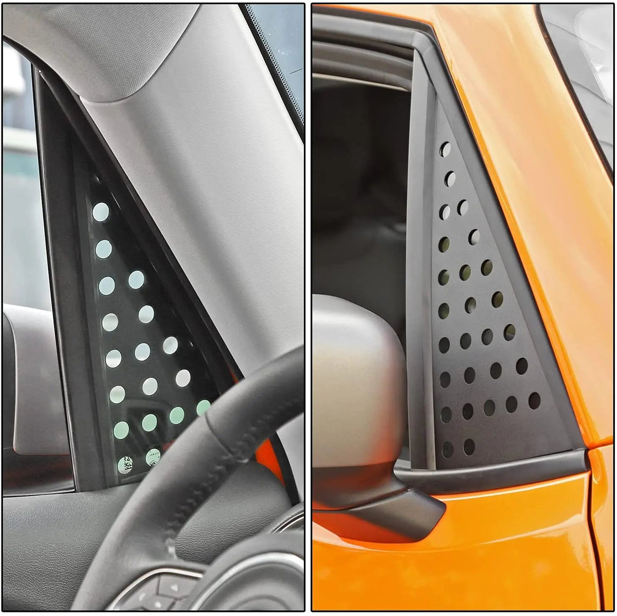 For 2015+ Jeep Renegade 2PCS Car Front Triangle Window Glass Panel Protector Trim Cover