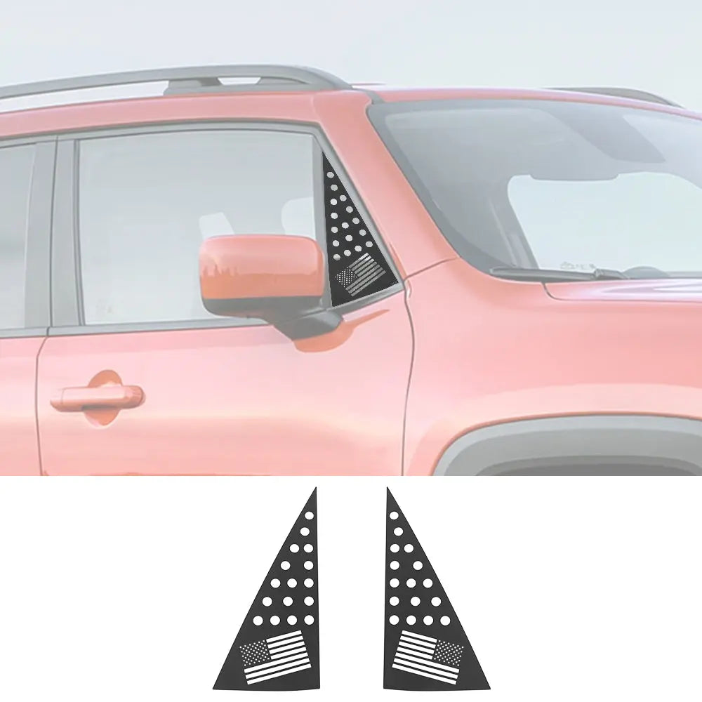 For 2015+ Jeep Renegade 2PCS Car Front Triangle Window Glass Panel Protector Trim Cover