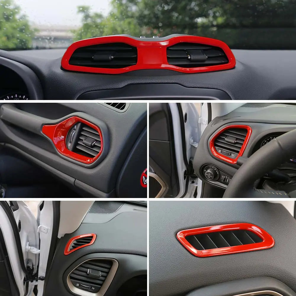 For 2015+ Jeep Renegade 5 PCS Dashboard Air Outlet Vent & Center Air Vent Outlet Cover Trim