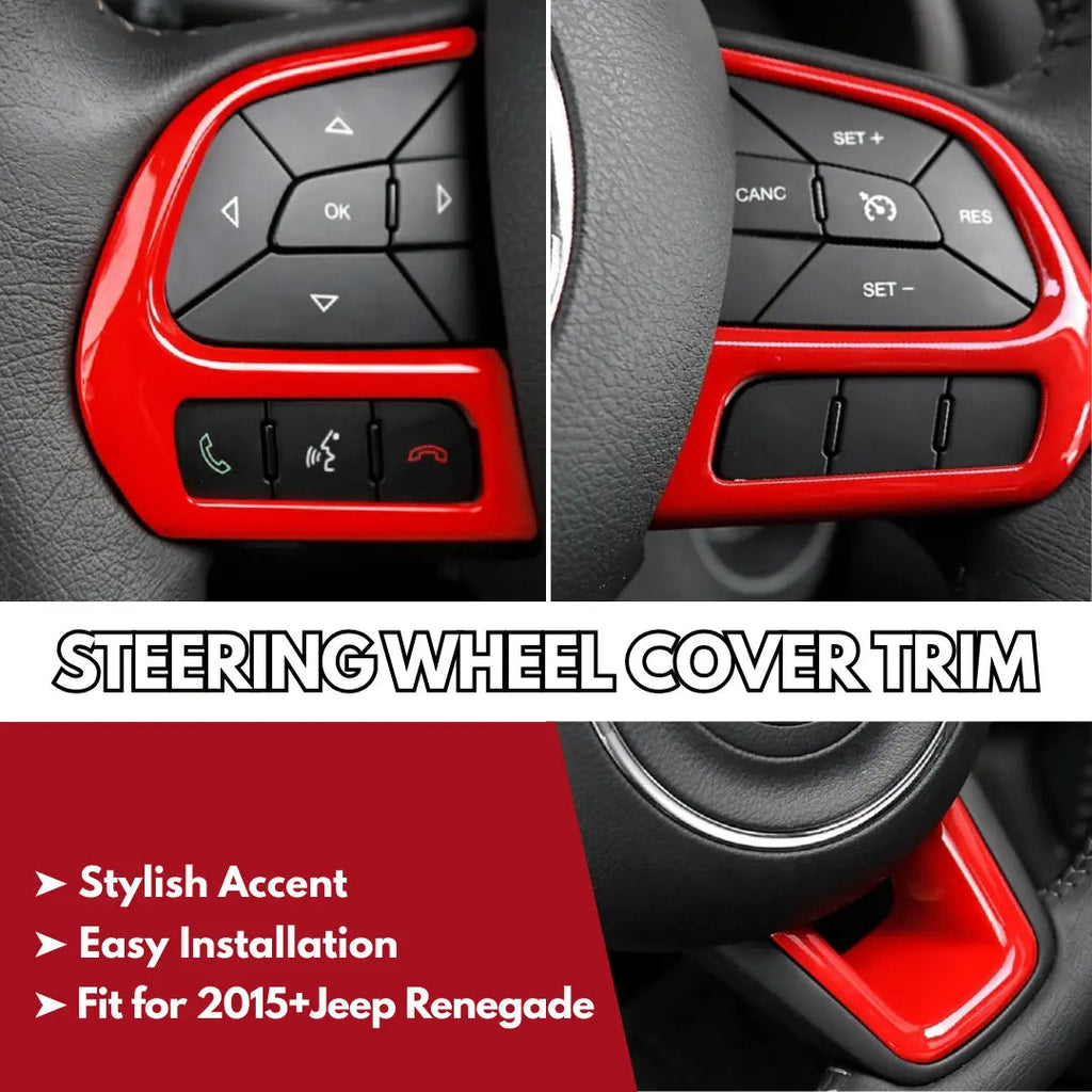For 2015+ Jeep Renegade 5x Steering Wheel Frame Trim Decor Cover