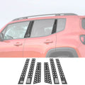 For 2015+ Jeep Renegade 6PCS Car Window B-Pillar Post Panel Trim Decor Cover Kit