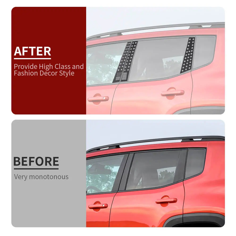 For 2015+ Jeep Renegade 6PCS Car Window B-Pillar Post Panel Trim Decor Cover Kit