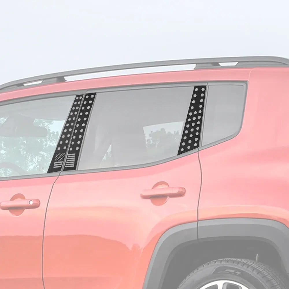 For 2015+ Jeep Renegade 6PCS Car Window B-Pillar Post Panel Trim Decor Cover Kit