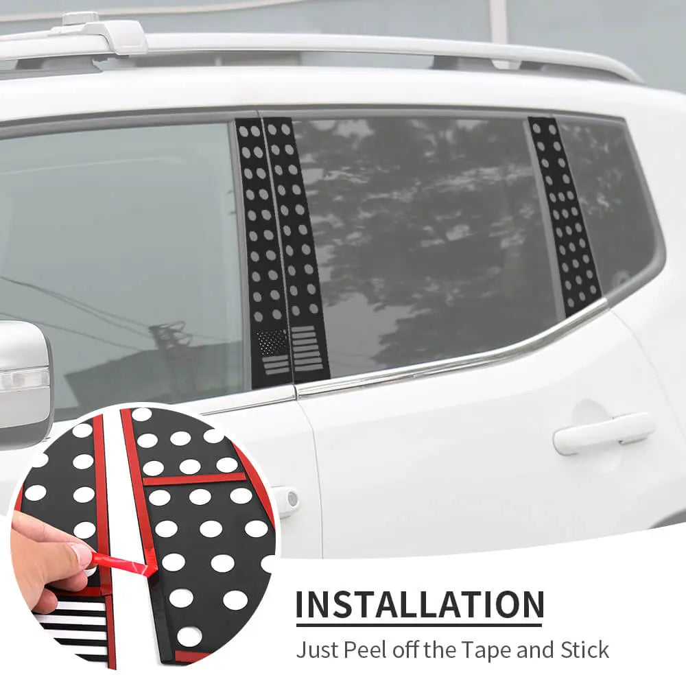 For 2015+ Jeep Renegade 6PCS Car Window B-Pillar Post Panel Trim Decor Cover Kit