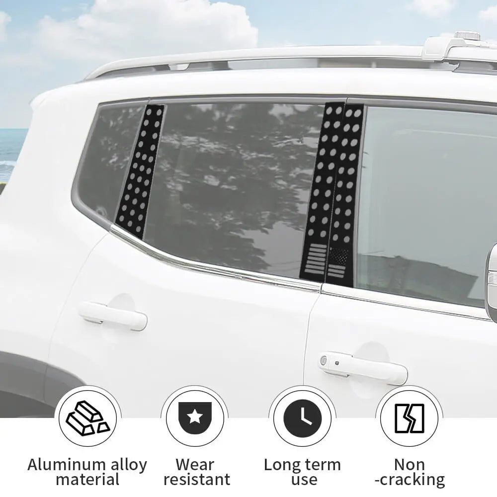 For 2015+ Jeep Renegade 6PCS Car Window B-Pillar Post Panel Trim Decor Cover Kit