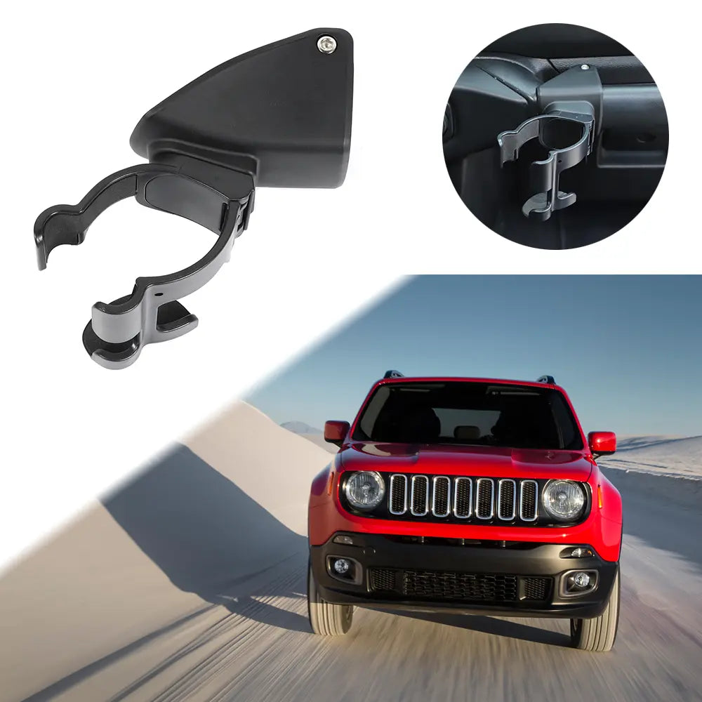 For 2015+ Jeep Renegade Car Phone & Cup Holder Mount Multi-function Stand Black