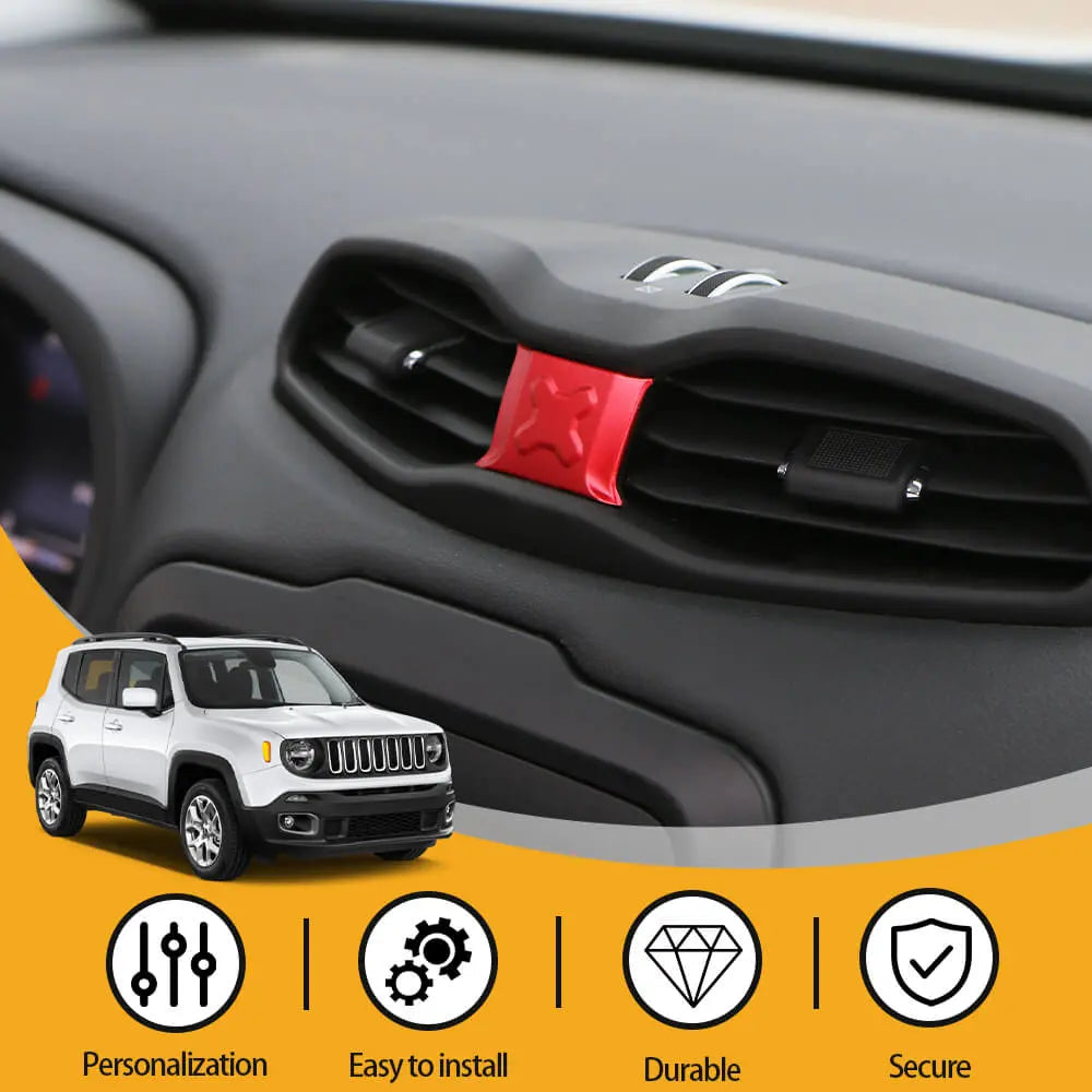 For 2015+ Jeep Renegade Central Air Outlet Vents Cover Trim Aluminum