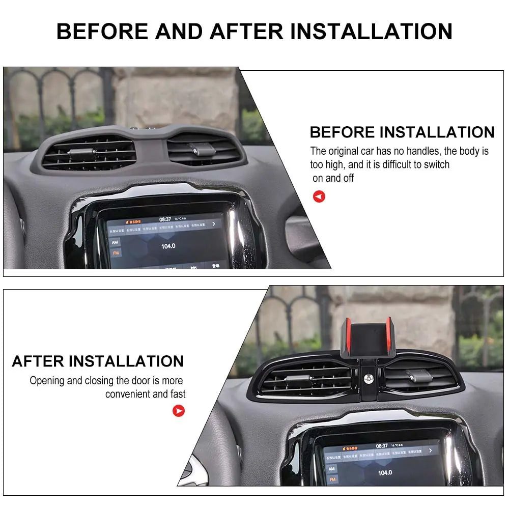 For 2015+ Jeep Renegade Central Air Vent Phone Holder Bracket Stand Cover Trim