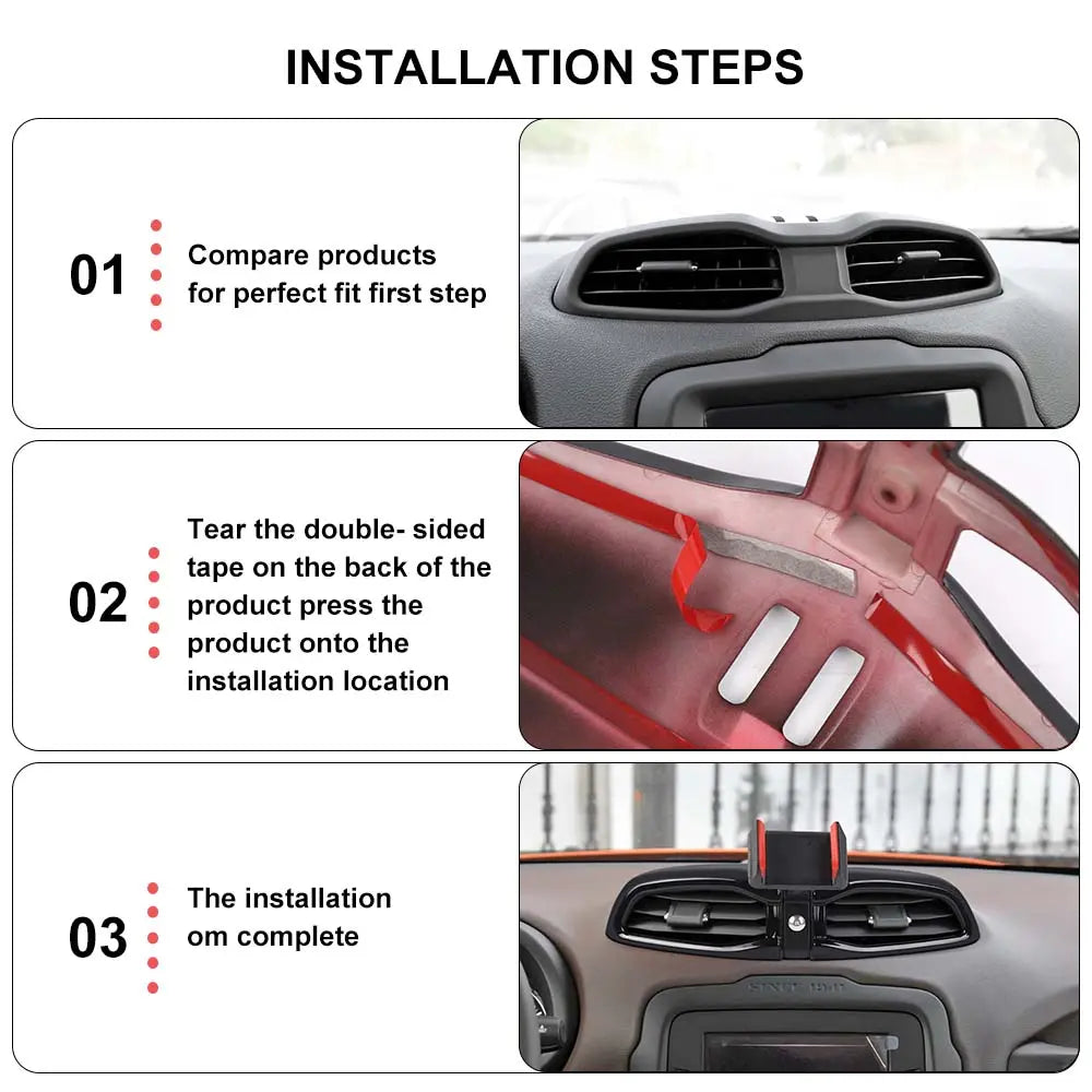 For 2015+ Jeep Renegade Central Air Vent Phone Holder Bracket Stand Cover Trim