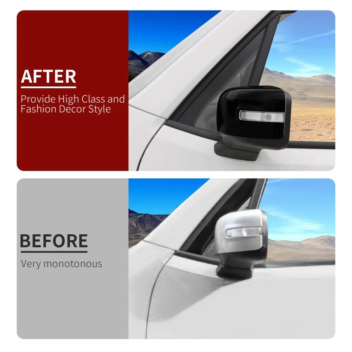 For 2015+ Jeep Renegade Exterior Side Rearview Mirror Caps Cover Trim