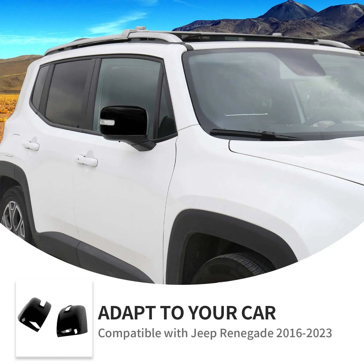 For 2015+ Jeep Renegade Exterior Side Rearview Mirror Caps Cover Trim