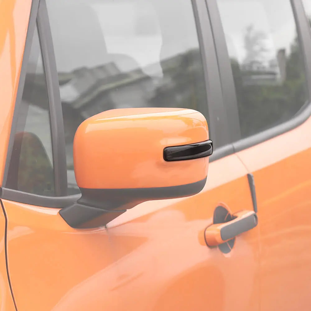 For 2015+ Jeep Renegade Rearview Mirror Turn Signal Light Smoked Trim Covers