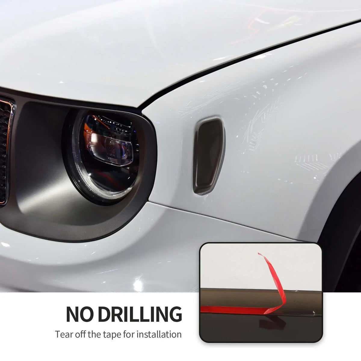 For 2015+ Jeep Renegade Smoked Side Turn Signal Light Cover Trim