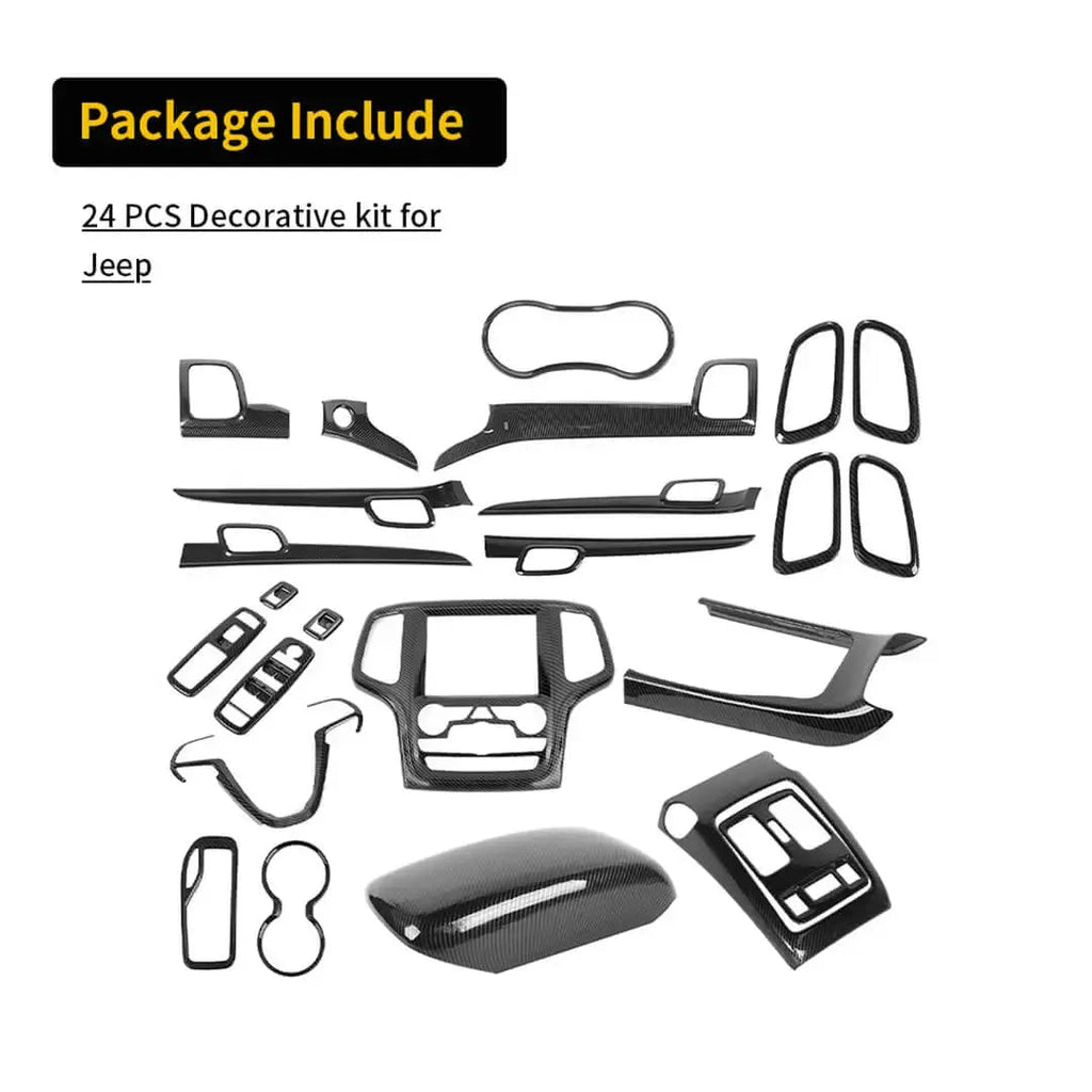 For 2016-2018 Jeep Grand Cherokee WK2 Interior Center Console Full Trim Cover Kit (24 pcs)