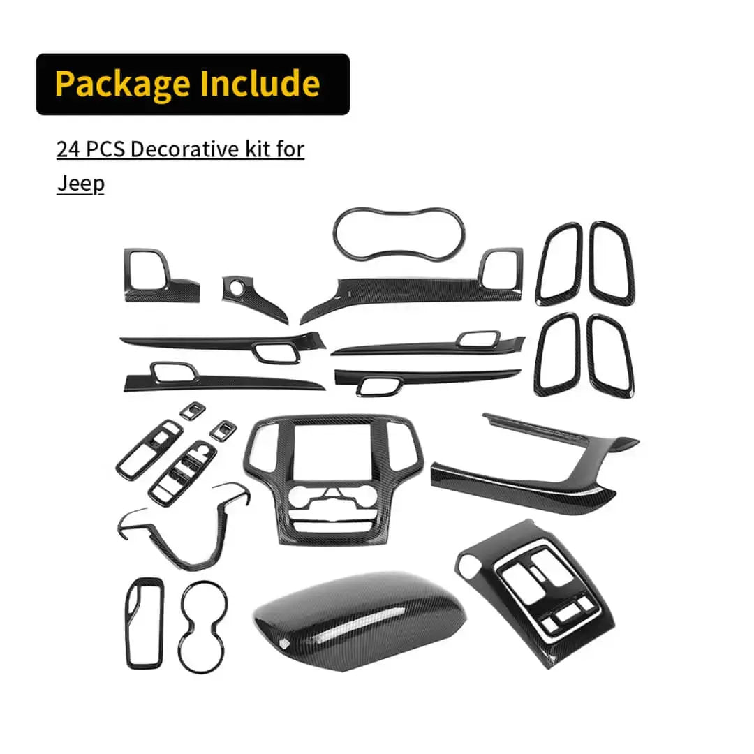 For 2016-2018 Jeep Grand Cherokee WK2 Interior Center Console Full Trim Cover Kit (24 pcs)
