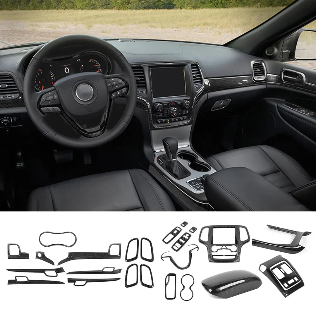 For 2016-2018 Jeep Grand Cherokee WK2 Interior Center Console Full Trim Cover Kit (24 pcs)