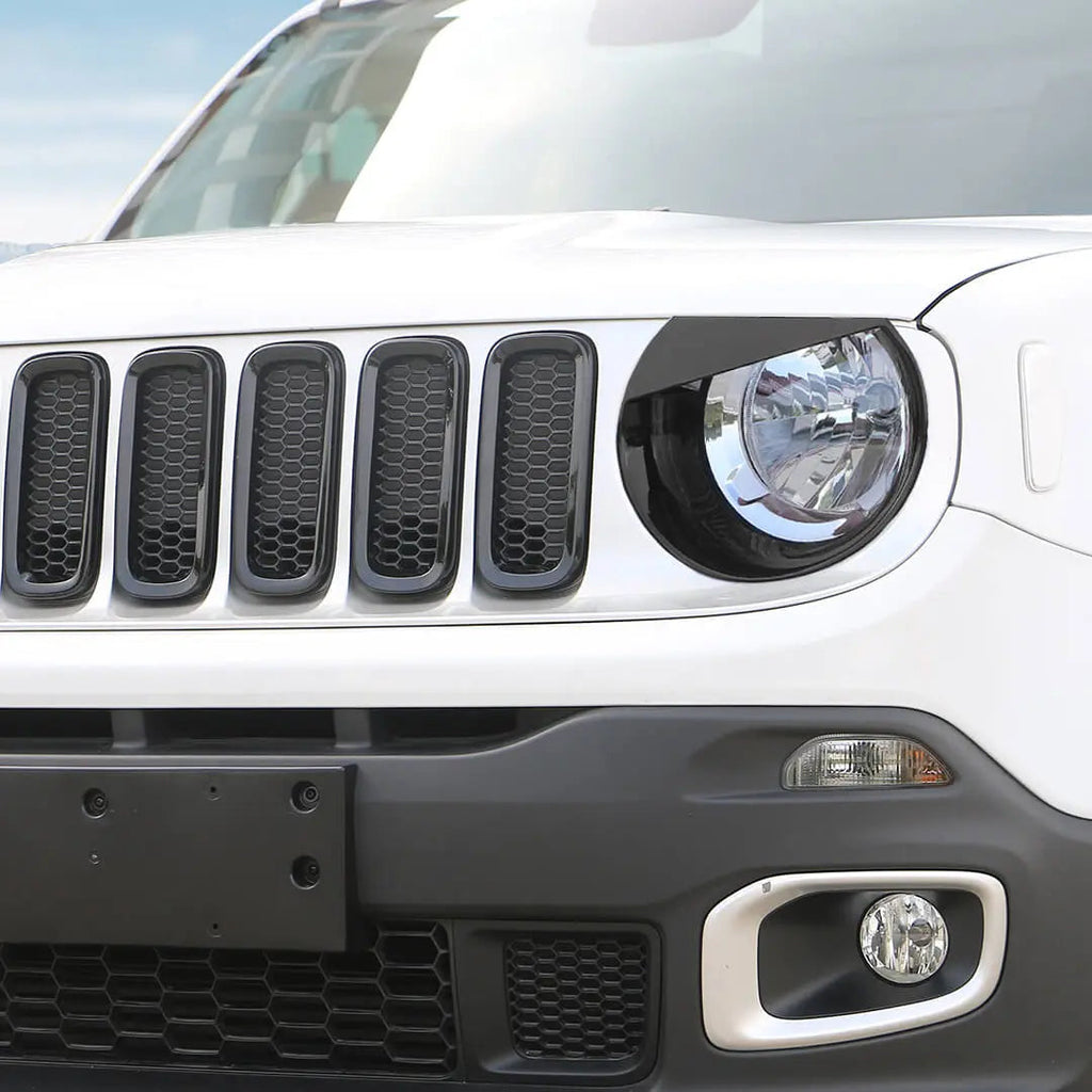 For 2016-2018 Jeep Renegade Exterior Front Headlight & Grille Insert & Rear Tail Light Cover Trim Kit (13 pcs)