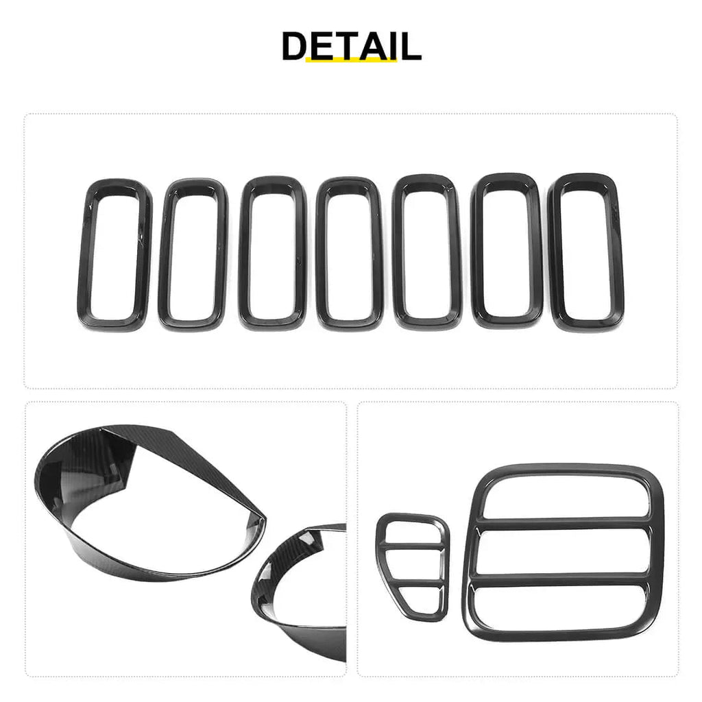 For 2016-2018 Jeep Renegade Exterior Front Headlight & Grille Insert & Rear Tail Light Cover Trim Kit (13 pcs)