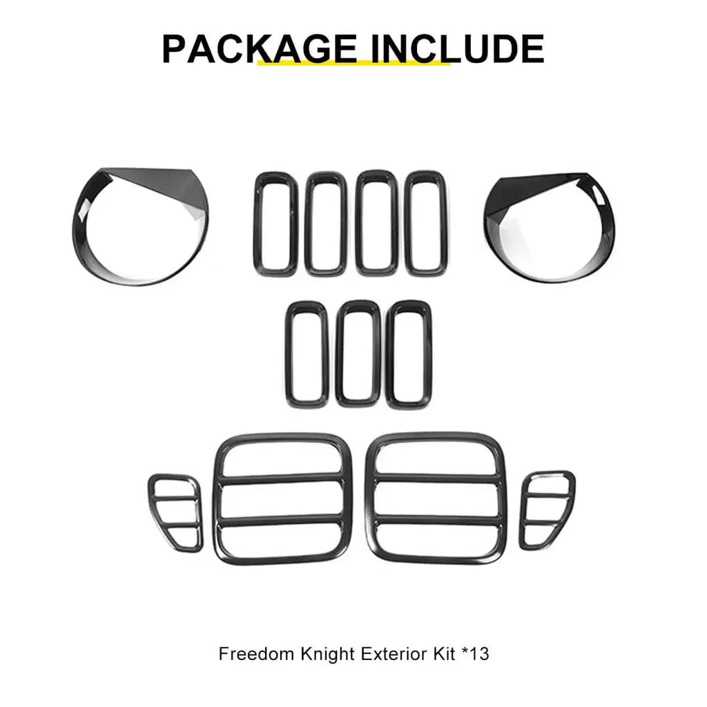 For 2016-2018 Jeep Renegade Exterior Front Headlight & Grille Insert & Rear Tail Light Cover Trim Kit (13 pcs)