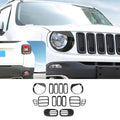 For 2016-2018 Jeep Renegade Exterior Headlight Fog Light Tail Light Front Grille Cover Trim Kit (15 pcs)