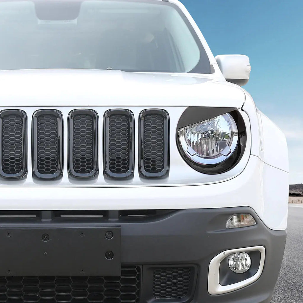 For 2016-2018 Jeep Renegade Exterior Headlight Fog Light Tail Light Front Grille Cover Trim Kit (15 pcs)