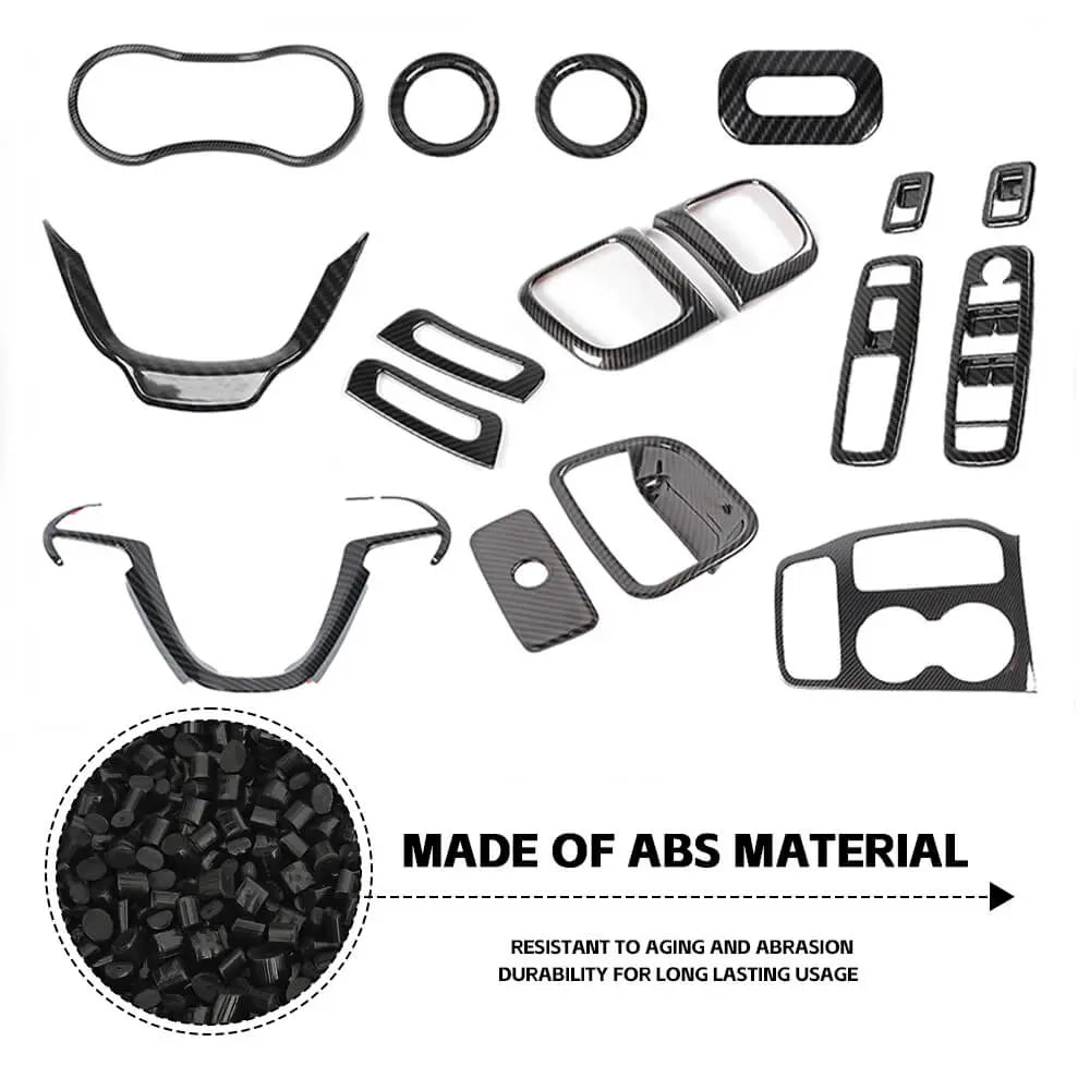 For 2016-2021 Jeep Grand Cherokee 17PCS Interior Full Set Kit Trim Cover Decor