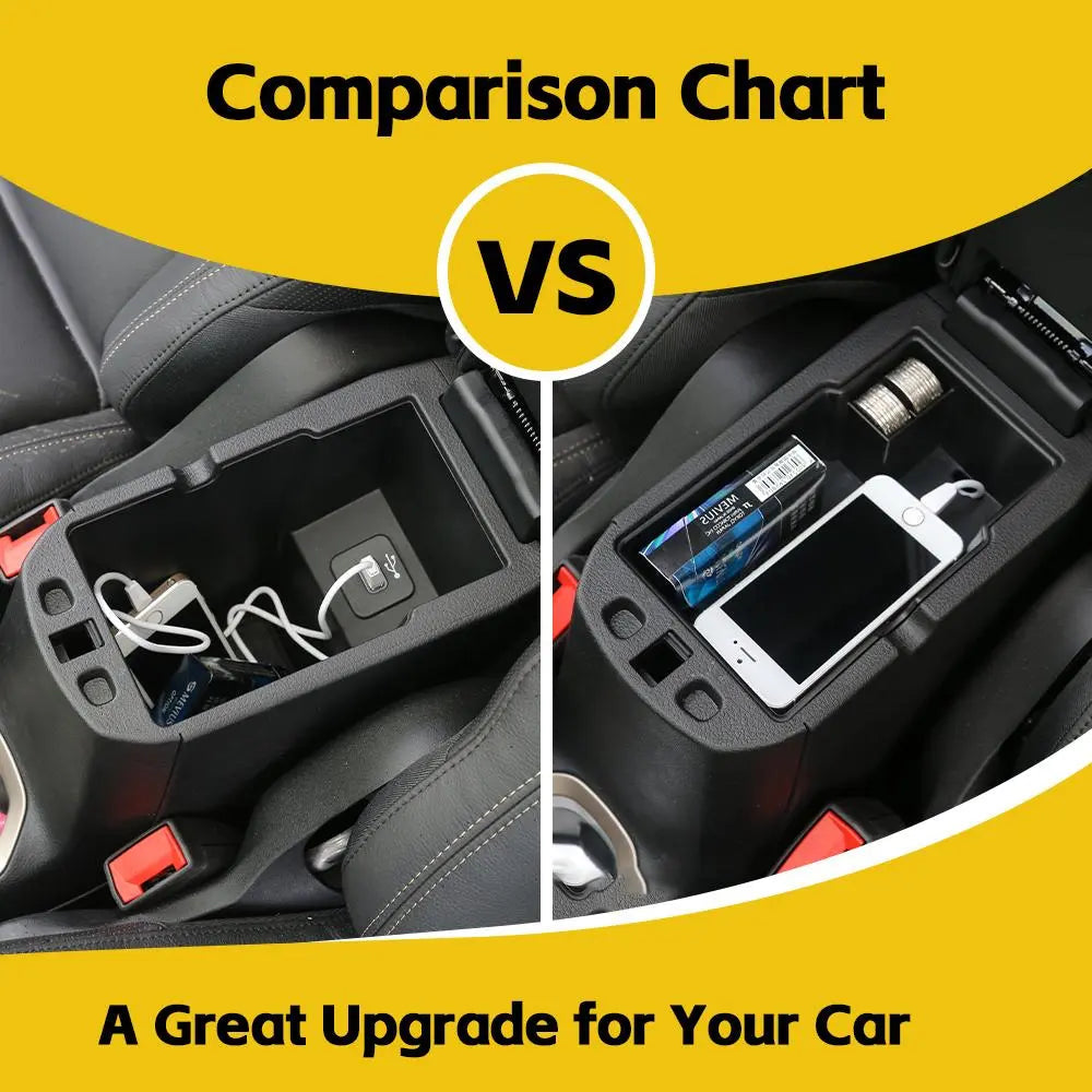 For 2015+ Jeep Renegade Armrest Storage Tray Center Console Storage Box Organizer Black