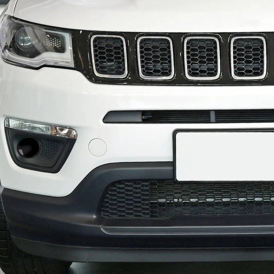 For 2017-2021 Jeep Compass 1 Set Front Fog Light Lamp Cover Trim Decor Smoked Black