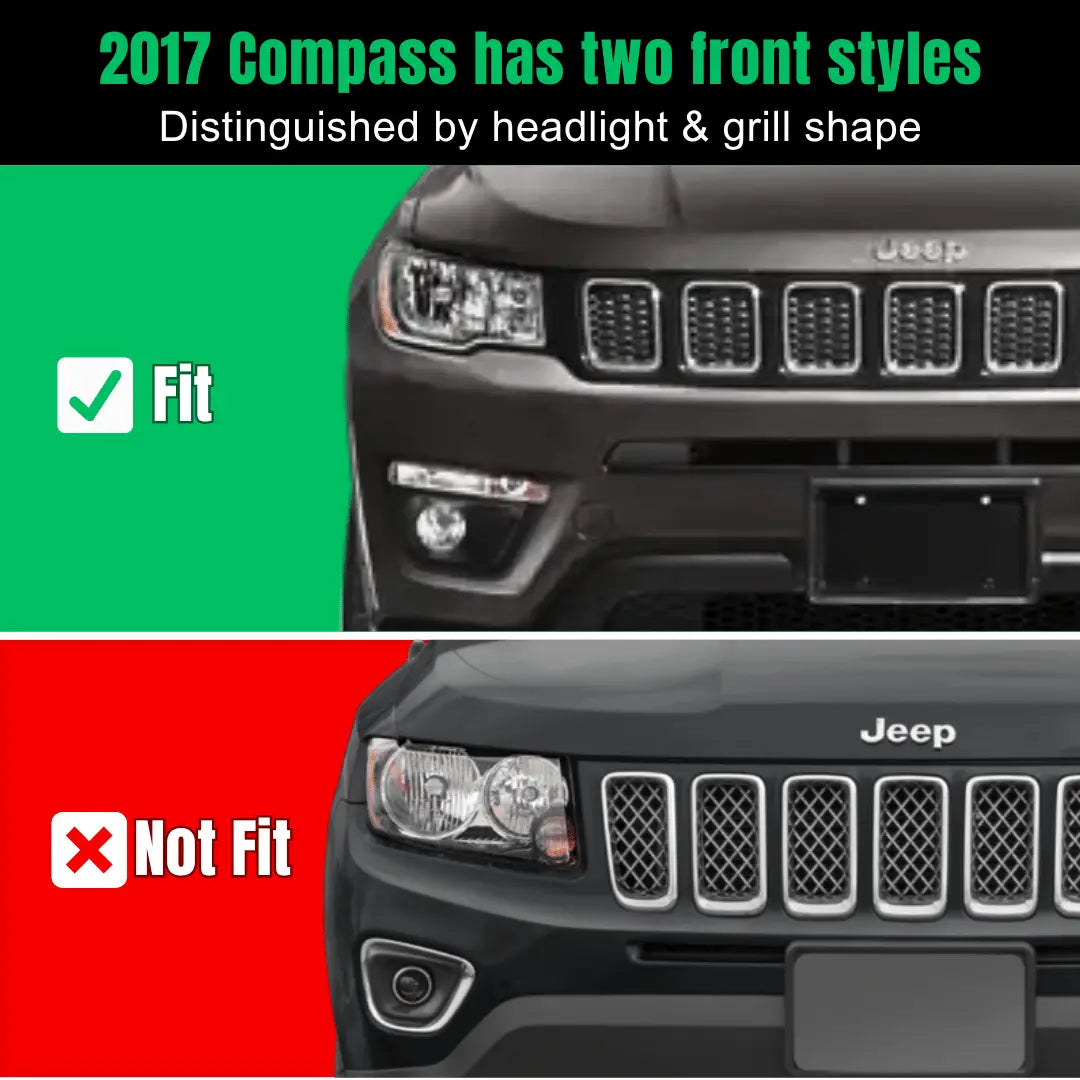 For 2017-2021 Jeep Compass 7pcs Front Grille Insert Mesh Cover Trim Bezels