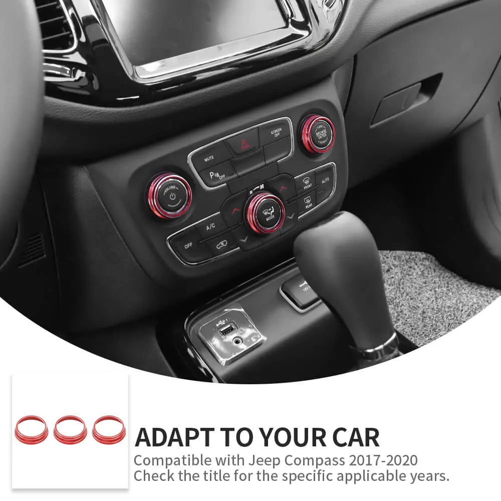 For 2017-2021 Jeep Compass Air Condition Knob Cover Ring Trim